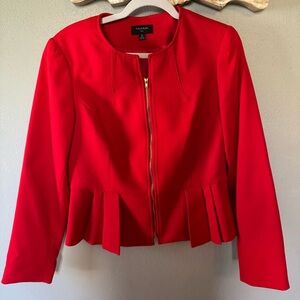 Tahari ASL Red Peplum Blazer